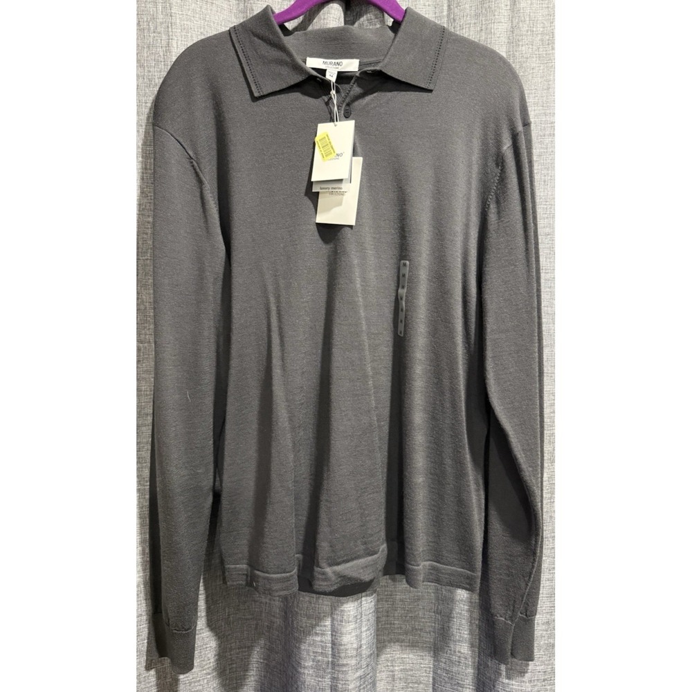 Murano Collezione Sweater Men's M Merino‎ Wool Cashmere Gray Long Sleeve NWT